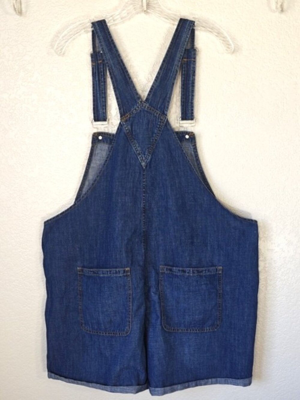 Torrid 14 Relaxed Denim Short Overalls Relaxed Fit Med Wash Cotton Linen Blend - Picture 4 of 6